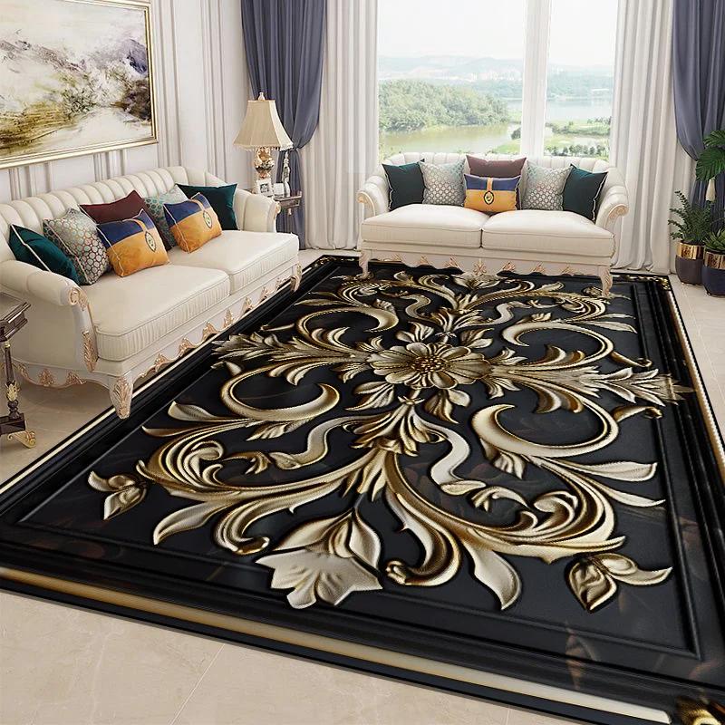 3D Nádherný květinový koberec pro obývací pokoj Luxusní bytová ložnice Dekorace Velkoplošné měkké koberce Protiskluzové rohožky do šatny Pratelné