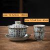 Chinese Retro Blue and White Porcelain Gaiwan Teacup Handmade Ceramic Fair Cup Tea Infusers Household Tea Bowl Portable Teaware