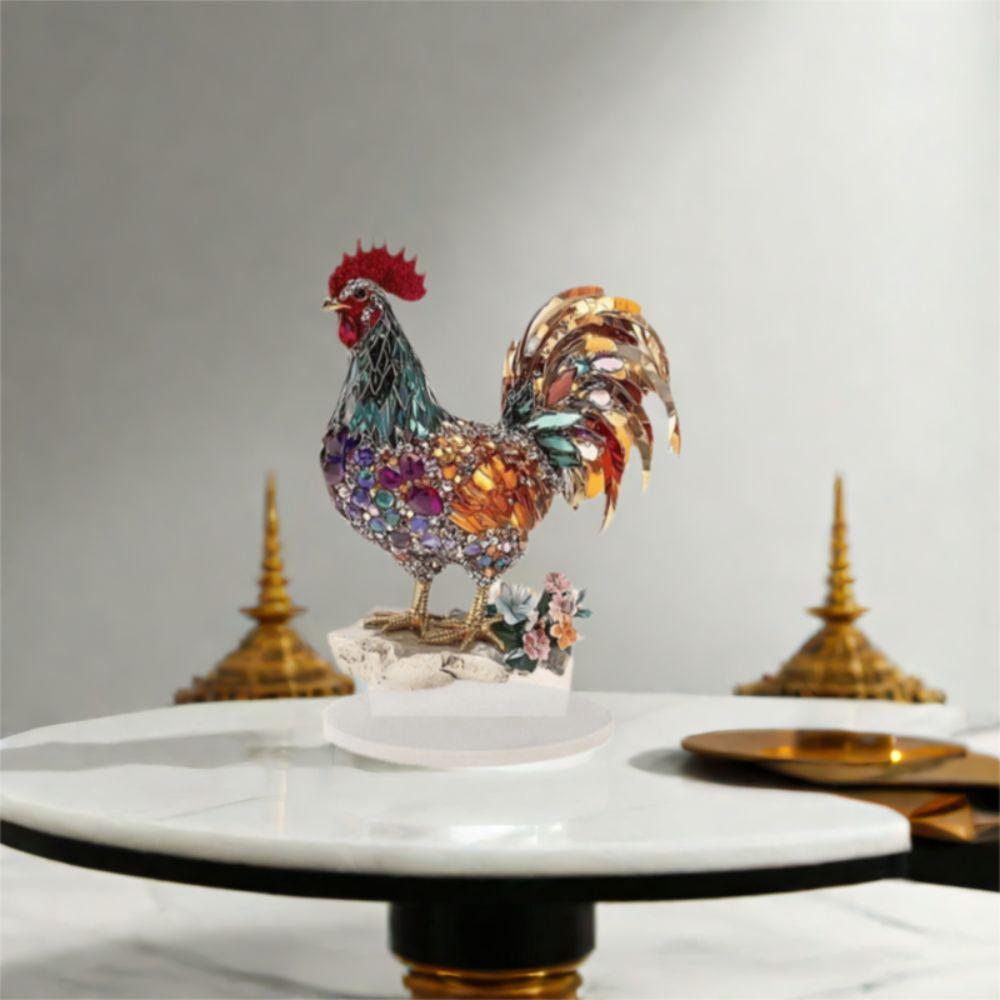 2D Flat Animal Statue Ornament Acrylic Miniatures Figurine Sculpture Rooster Ornament  Living Room