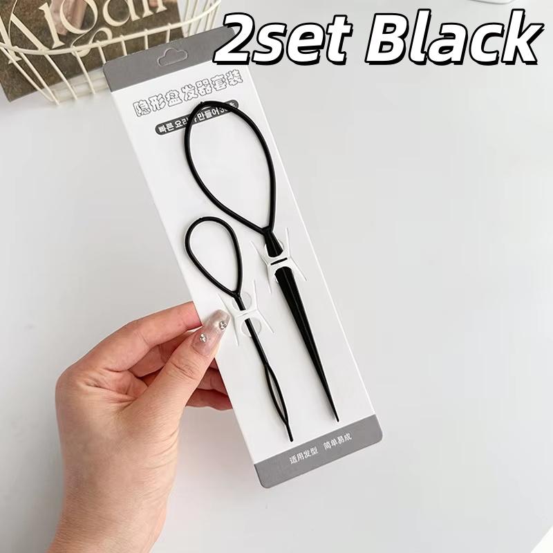 1/2/3Set Plastic Hair Loop Styling Tool Magic Topsy Tail Hair Braid Ponytail Styling Clip for Women Girls Kids Hairstyle Maker