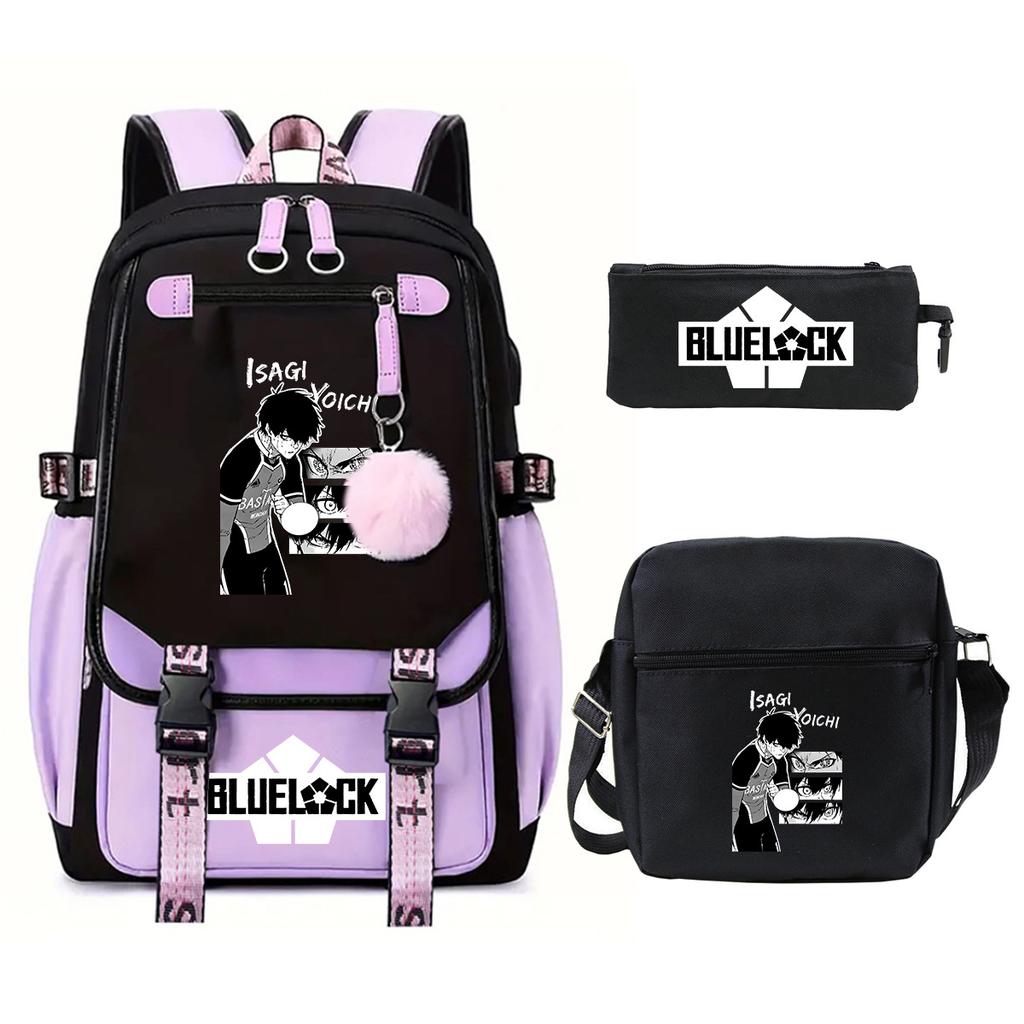 Trend Campus Primary And Secondary School Students Schoolbag Blue Prison Periphery Animation Backpack Pencil Bag