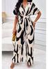 European & American Women's Full Print Batwing Sleeve Wide Leg Jumpsuit - Fashionable & Versatile