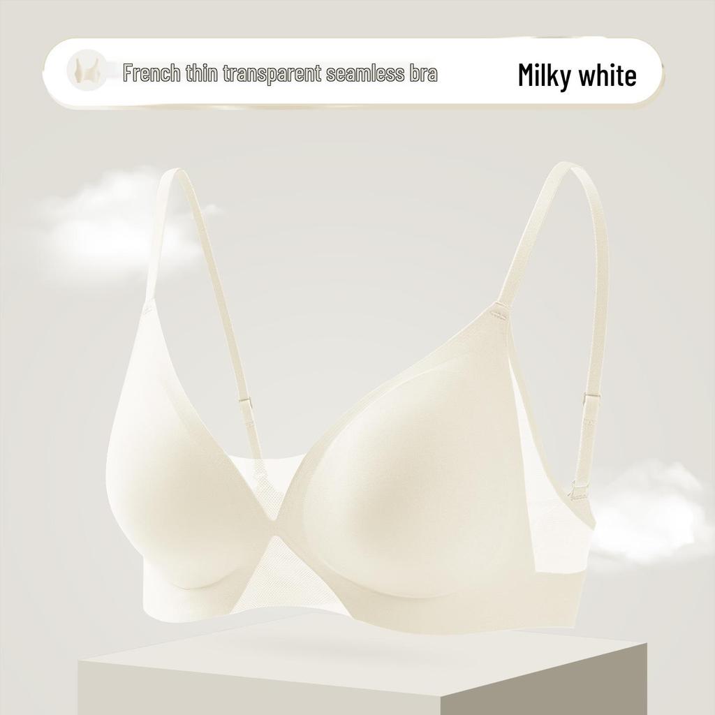 Summer Seamless Triangle Cup Bra: Thin, Breathable Mesh for Small Bust with Antibacterial Push-up Design