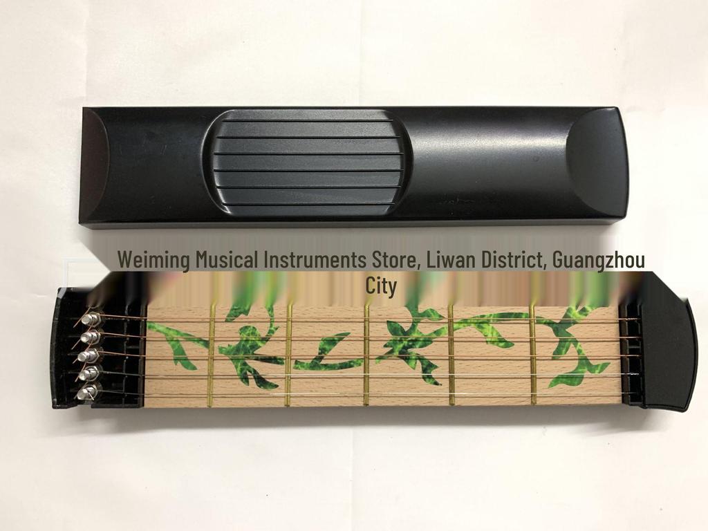 Six-String Portable Pocket Guitar Fingerboard with Flower Pattern - Black Practice Tool