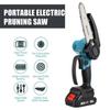 3500W 6 Inches Mini Electric Chain Saw With Battery Indicator Rechargeable Garden Pruning Saw Woodworking Tool For 18V Battery
