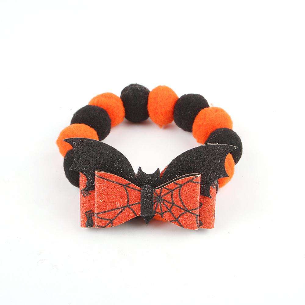 Halloween Pumpkin Pet Collar Funny Elastic Rope with Pompom Adjustable Kitten Dog Cat Collar for Halloween Personalized Accessor