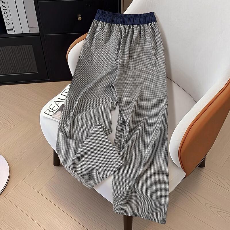 Ta Chi Women's Linen Blend Plaid Drawstring Casual Pants