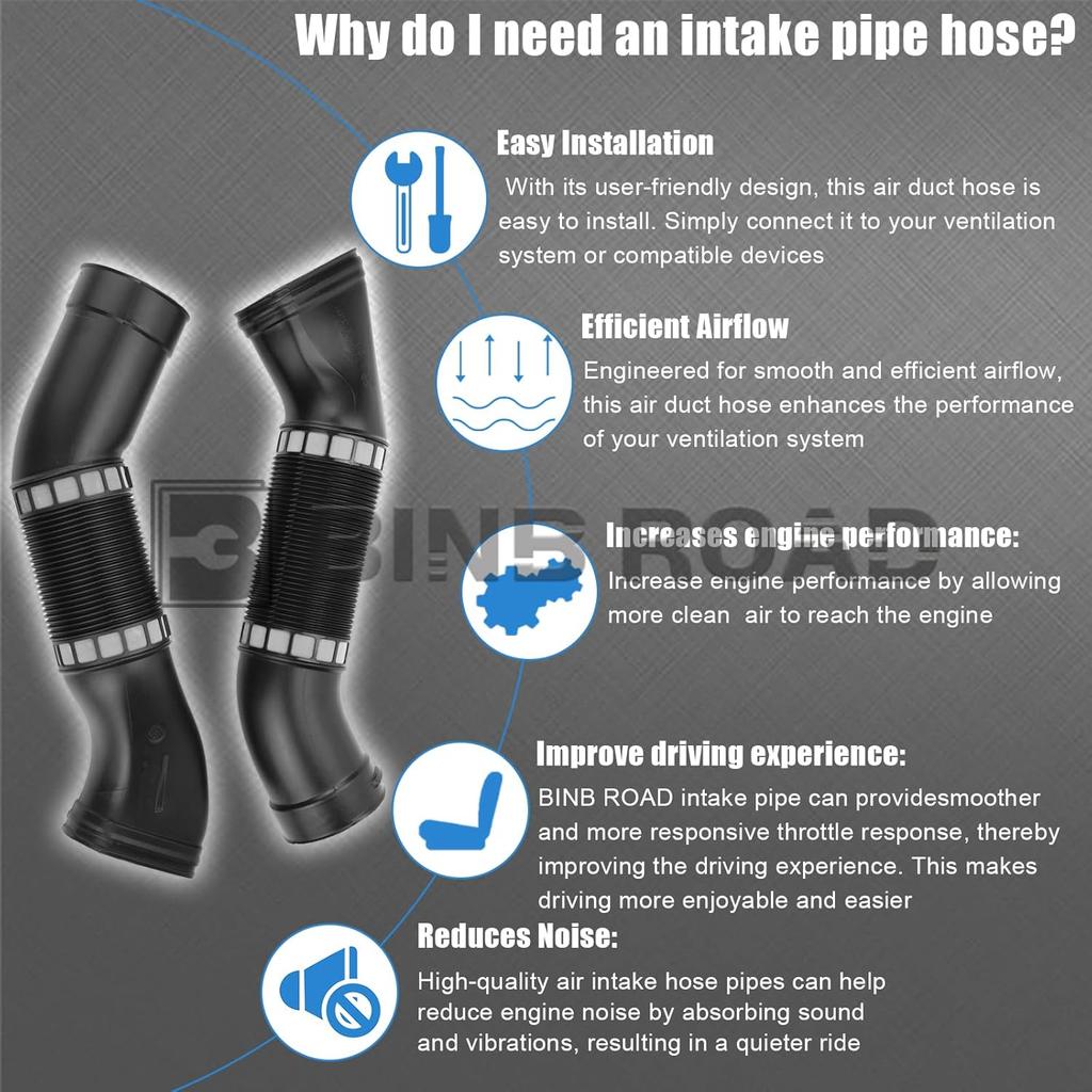 Pair of Air Intake Inlet Duct Tube Hose 1120943482 + 1120943582 Compatible with Mercedes Benz E320 3.2L 2003-2005