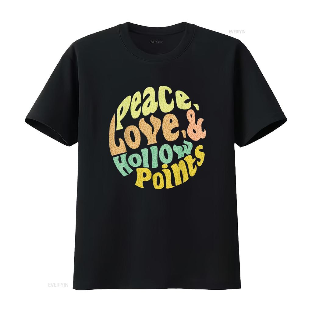 Mens Peace Love And Hollow Points T Shirt Black X Large Vintage Washed Slightly Versatile Stylish Homme Designer Clothes