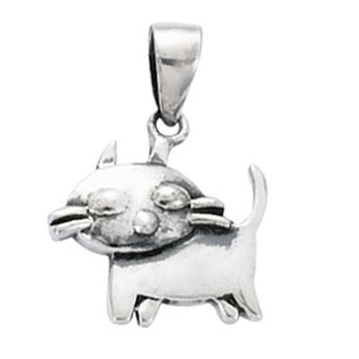 [F6303] - Silver Pendant 'P'tit Chat' - 13x14 Mm