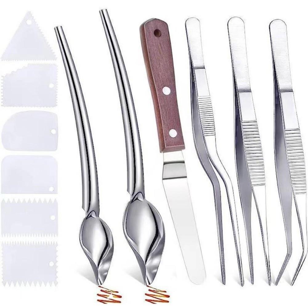 6/12Pcs Dessert Tools Plating Drizzle Spoons Drawing Spoons Kitchen Tongs Set  for Plates Decorating