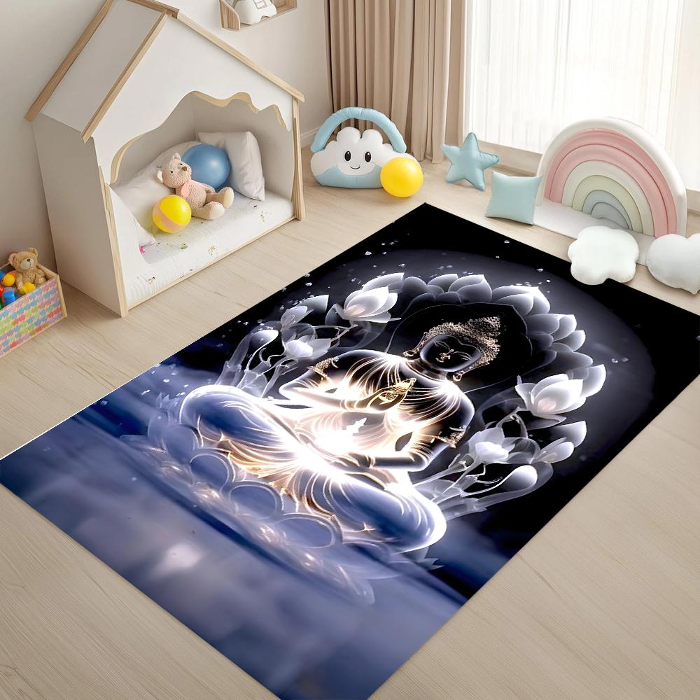 Yoga Meditation Sports Fitness 3D Printed Area Rugs for Living Room Bedroom Kitchen Bathroom Non-Slip Doormat Kids Play Carpe