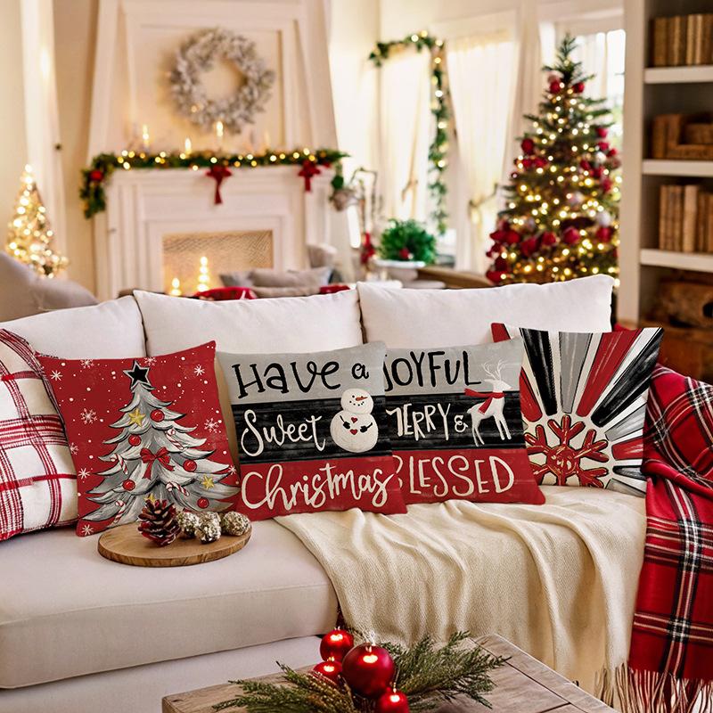 Christmas Pillow Cover for Home Sofa Atmosphere Printed Pillow Cover Christmas Cushion Cover New Style