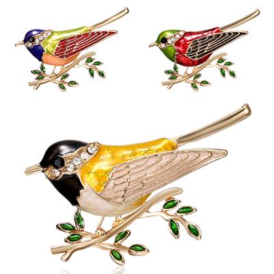 Spilla Moda Uccello Ramo Pittura Olio Animale Lega Ornamento Punteggiatura Trapano Spilla Fine Spilla Uccello