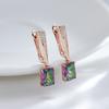 Rose Gold Color Drop Earrings For Women Unusual Square Colourful Natural Zircon Accessories Daily Fine Jewelry