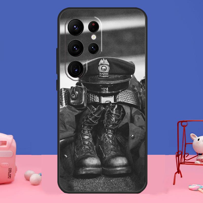 Police Symbol Cover For Samsung Galaxy S24 S23 S22 S21 S20 FE Ultra Plus S8 S9 S10 Note 10 20 Ultra Case