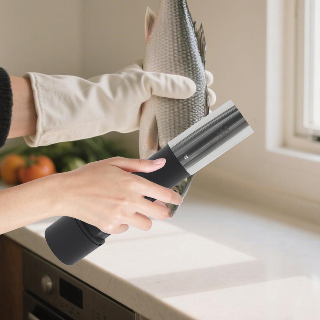 Electric Stainless Steel Fish Scaler,Black Electric Fish Scaler with Rechargeable Battery for Fish Markets,Seafood Restaurants