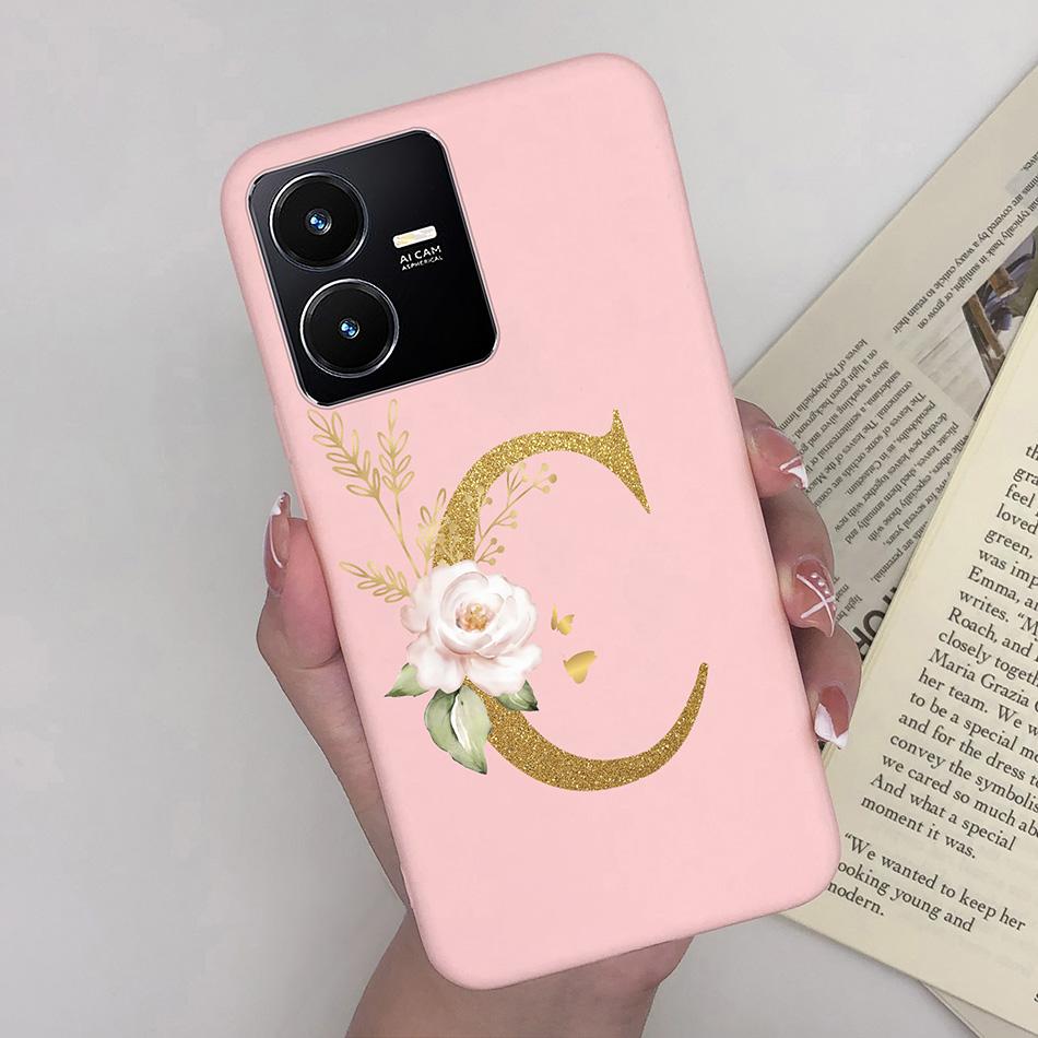 Flower Letters Case For Vivo Y22 2022 Y22S Matte Silicon Soft TPU Back Phone Cover For VivoY22 Y 22 22S Case Funda Bumper Shell