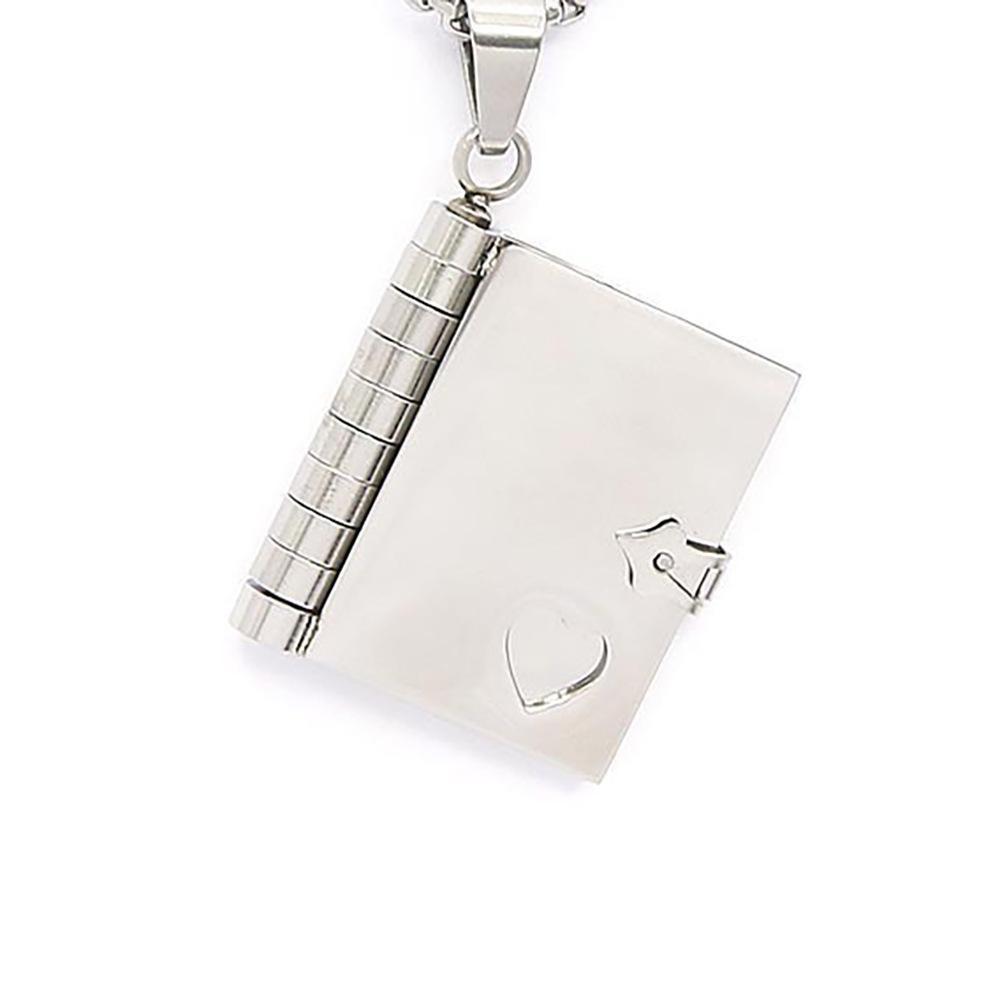 Titanium Steel Retro Literary Books Couple Book Pendant Color Retention Love Open And Close Book Sweater Chain