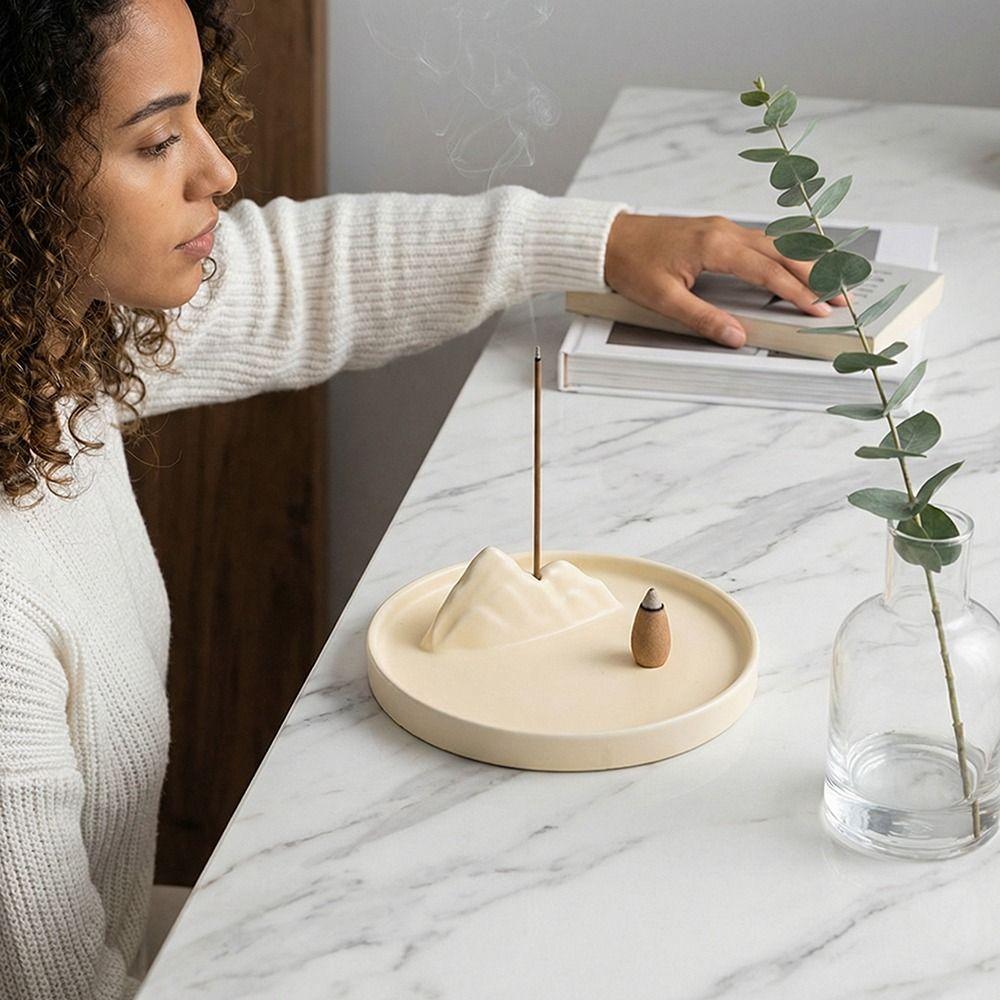 Smooth Surface Incense Stick Holder Round Incense Burning Tray  Home Decoration