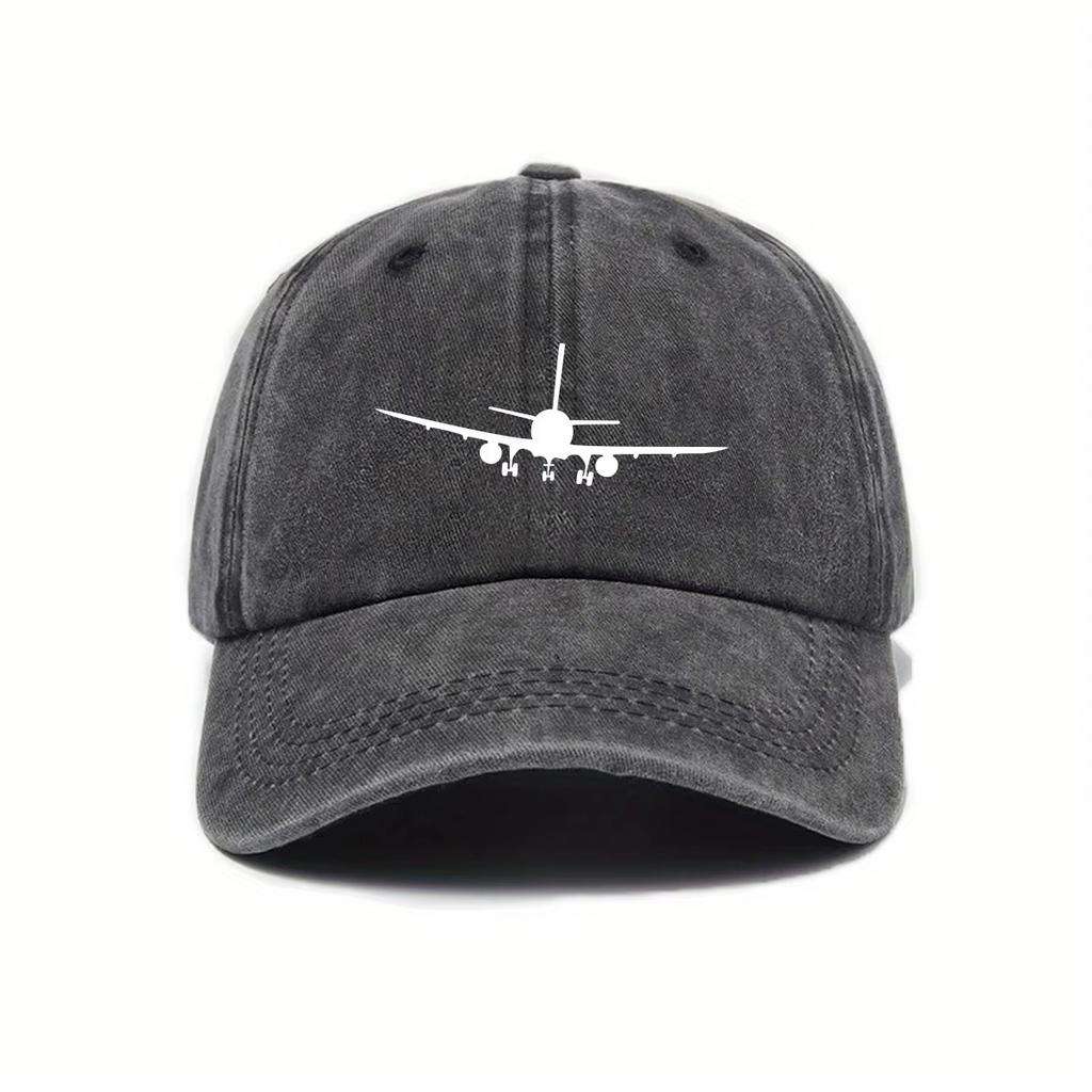 New Airplane Printed Baseball Cap With Simple Design, Daily Fashion, Men'S And Women'S Outdoor Equipment