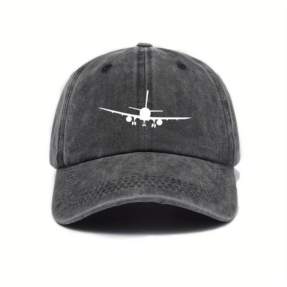 Neue Baseballkappe mit Flugzeugdruck und schlichtem Design, Tägliche Mode, Outdoor-Ausrüstung für Herren und Damen Adjustable&>8Y black