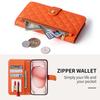 iPhone16e French Style Wallet Case: Card Slot, Zipper, Shoulder & Hand Straps, Crossbody Leather