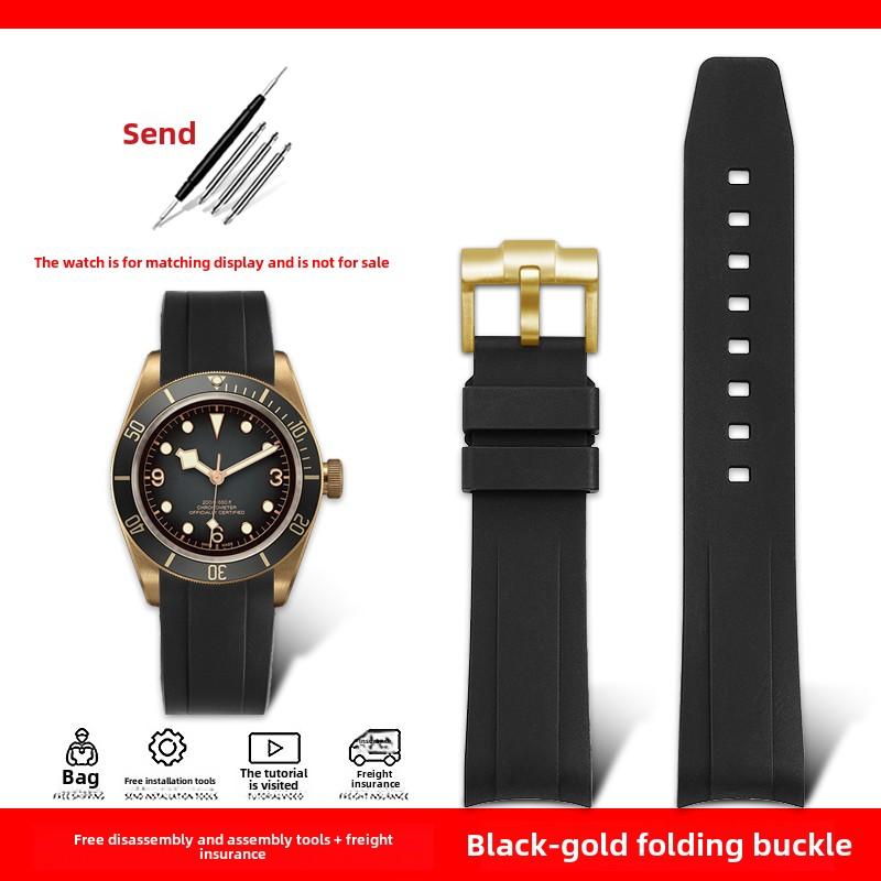 

20MM curved fluororubber strap for Tudor 1958 Biwan 39 dial M79030N M79018V BB58 Navy Blue GMT high quality FKM rubber watchband 20mm For 39mm dial