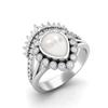 925 Sterling Silver 1.99 Cts Pear Shape Pearl Solitaire Tiara Crown Women Wedding Ring