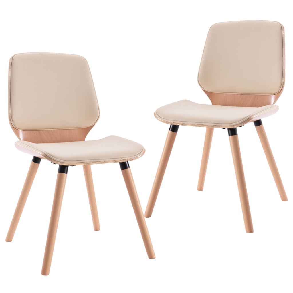 Dining Chairs 2 pcs Cream Coloured Faux Leather