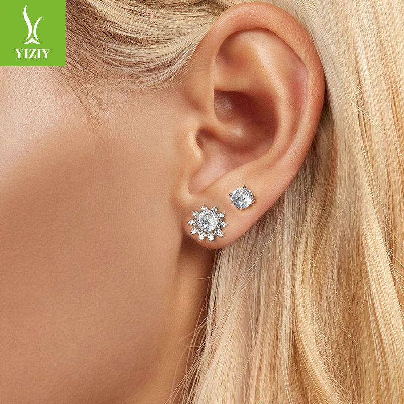 Bright Shining 50-Point Moissanite Stud Earrings, High-End Multi-Wear Method 925 Sterling Silver Stud Earrings