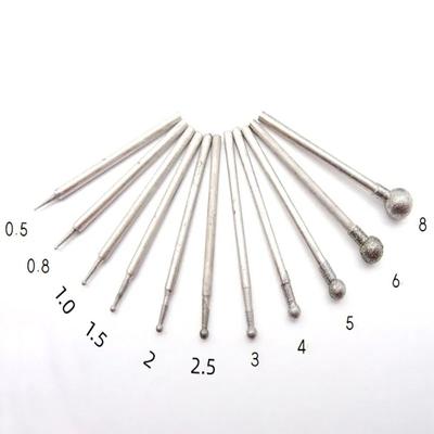 5 Stück Carve Präzisions Diamant Schleifkopf 0,5mm-8mm 2,35mm Schaft Elektrischer Schleifer Teile Schnitzwerkzeug Rund