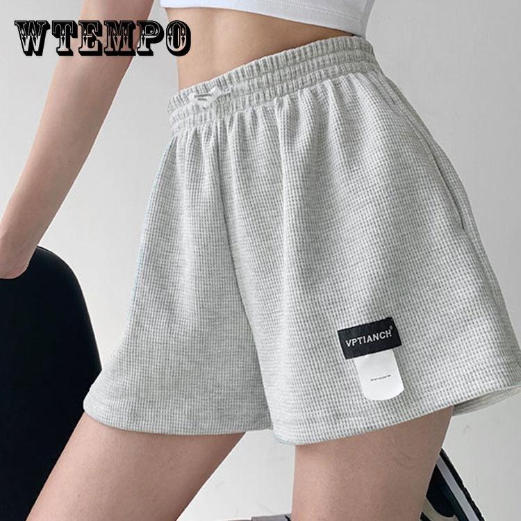 

Street Letter Labeling Sports Shorts Women s High Waist Drawstring Thin Wide Leg Short Pants Loose Casual Three-point Pants Running Shorts for Girl XXL чорний