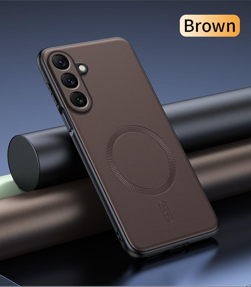 For Samsung S24 Plus Case Magnetic Leather Shield Cover For Samsung S24 Plus Anti-Fingerprint Non-Slip PC+TPU