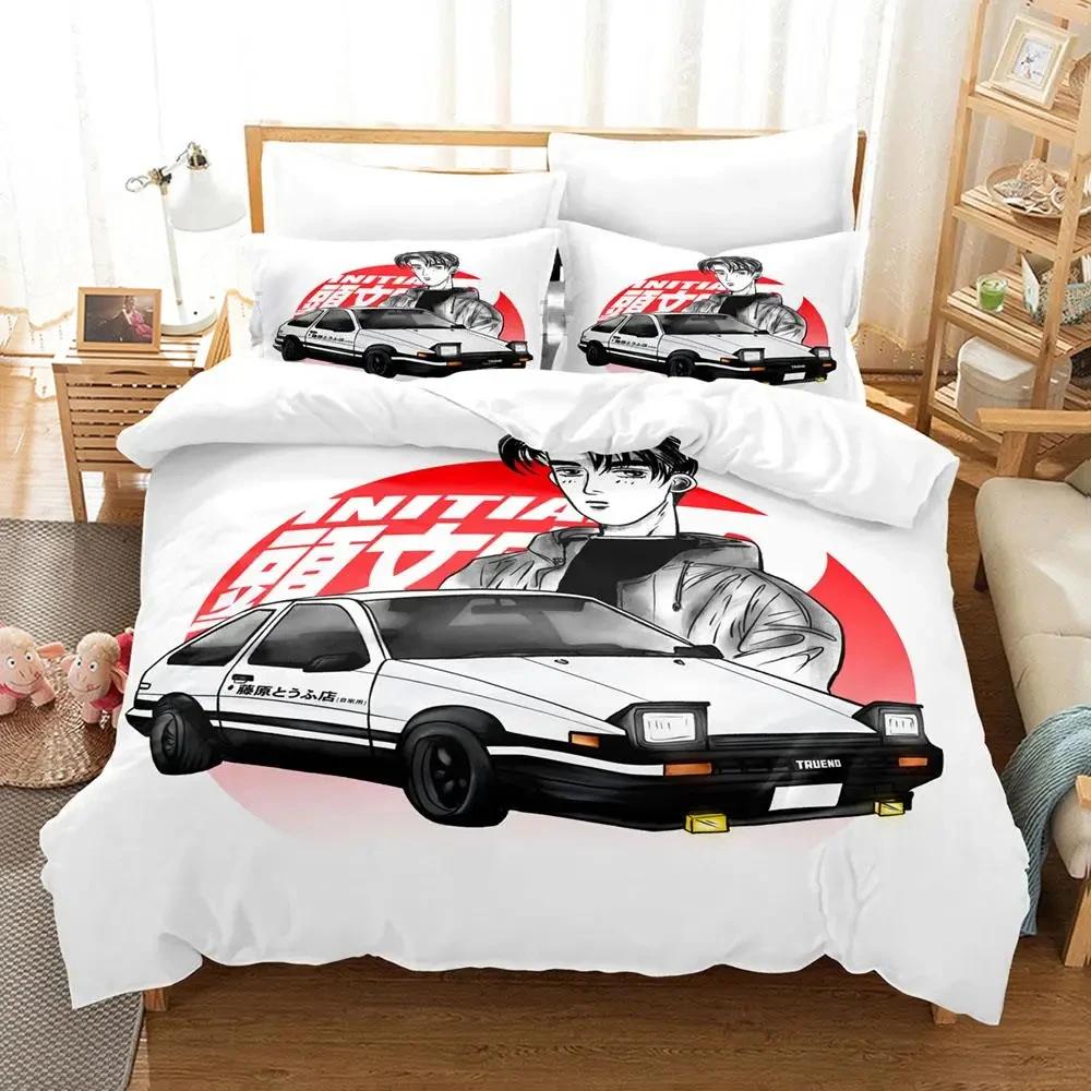 Initial Ae86 Boys Bedroom Bedding Set Single Twin Full Queen King Size Aldult Duvetcover 3D Anime Bed Sheet Set