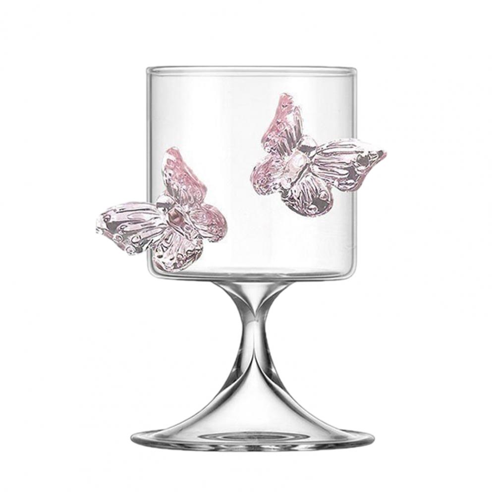 Borosilicate Glass Wine Cup 3d Butterfly Wine Glasses Set High Borosilicate Heat Resistant Cocktail Glassware Pink Wine Goblet