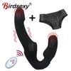 10 Speeds Strapless Strapon Dildo Vibrator Female Double Vibrating G Spot Adult Sex Toys for Women Couple Anal Prostate Massager