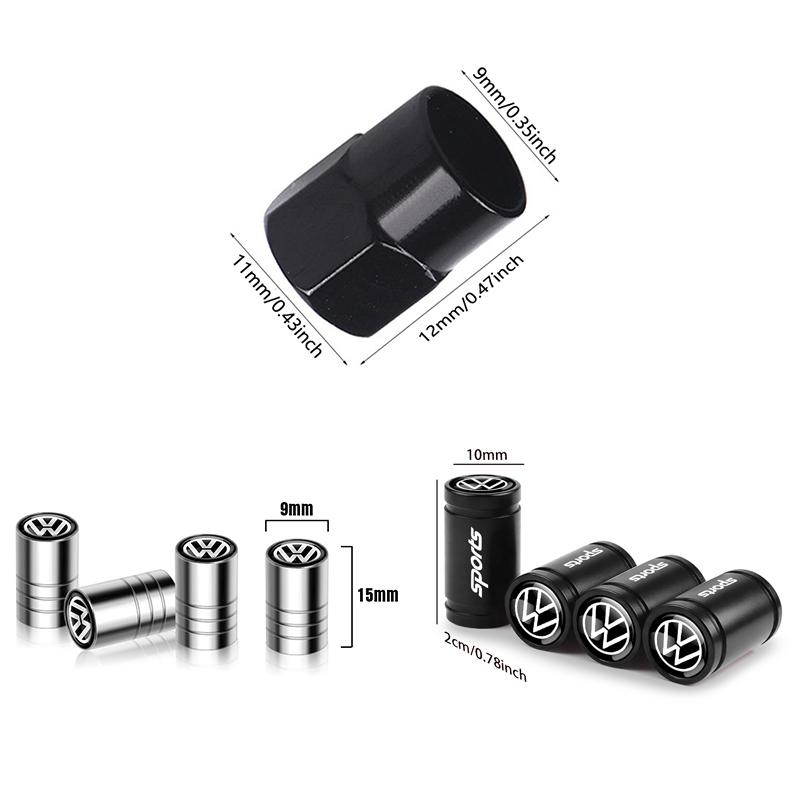 For Volkswagen 3D Metal Car Wheel Tire Valve Caps Stem Cover Accessories For Volkswagen VW Rline Golf 4 5 6 7 Tiguan Passat B5 B6 B7 CC MK5 MK6