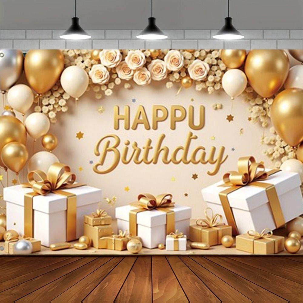 Polyester Banner Poster Golden Photography Backdrops Birthday Party Background  Holiday Party
