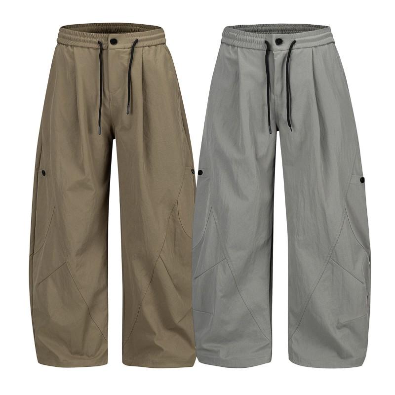 Unisex Relaxed Fit Cargo Pants With Pleated Detail Japanese Retro Style Lightweight Breathable Trousers Fall Outdoor