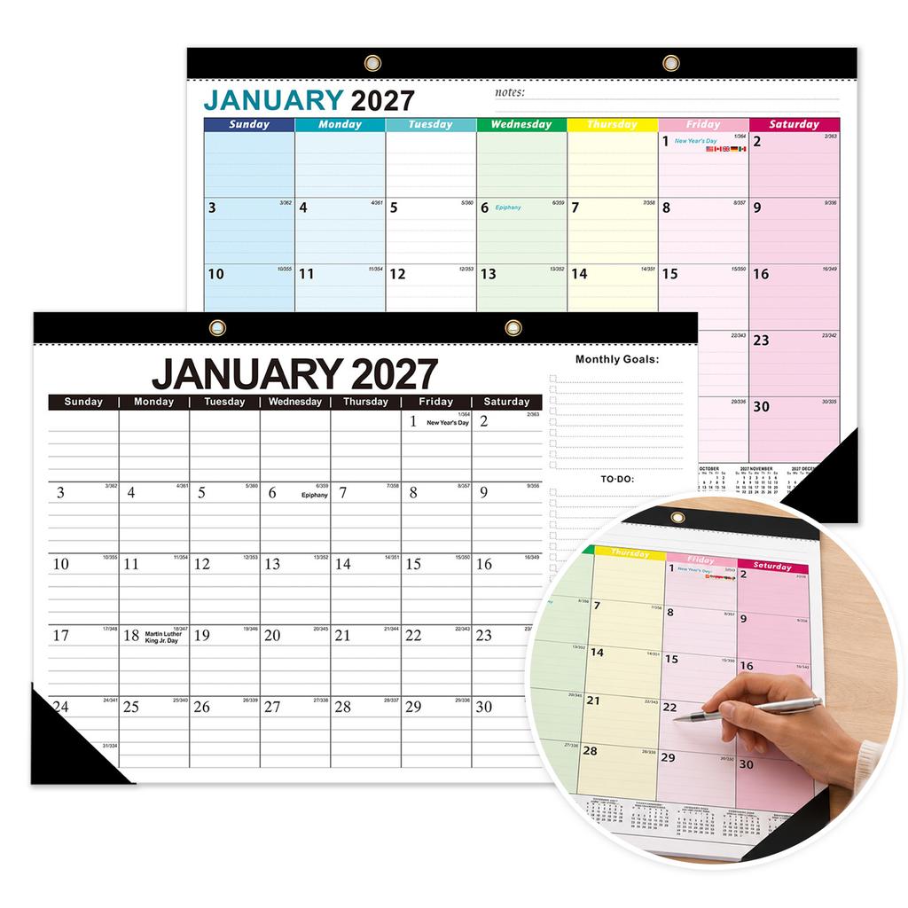 2027 Wall Calendar 18-Month English Hanging Calendar
