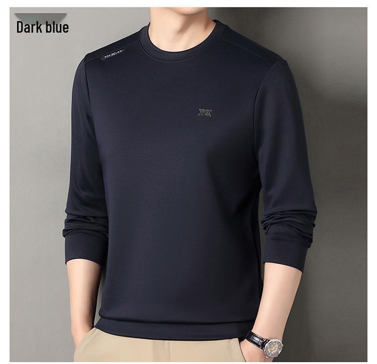 Men's High-End Wool-Blend Mulberry Silk Fleece-Lined Long-Sleeve Sweatshirt