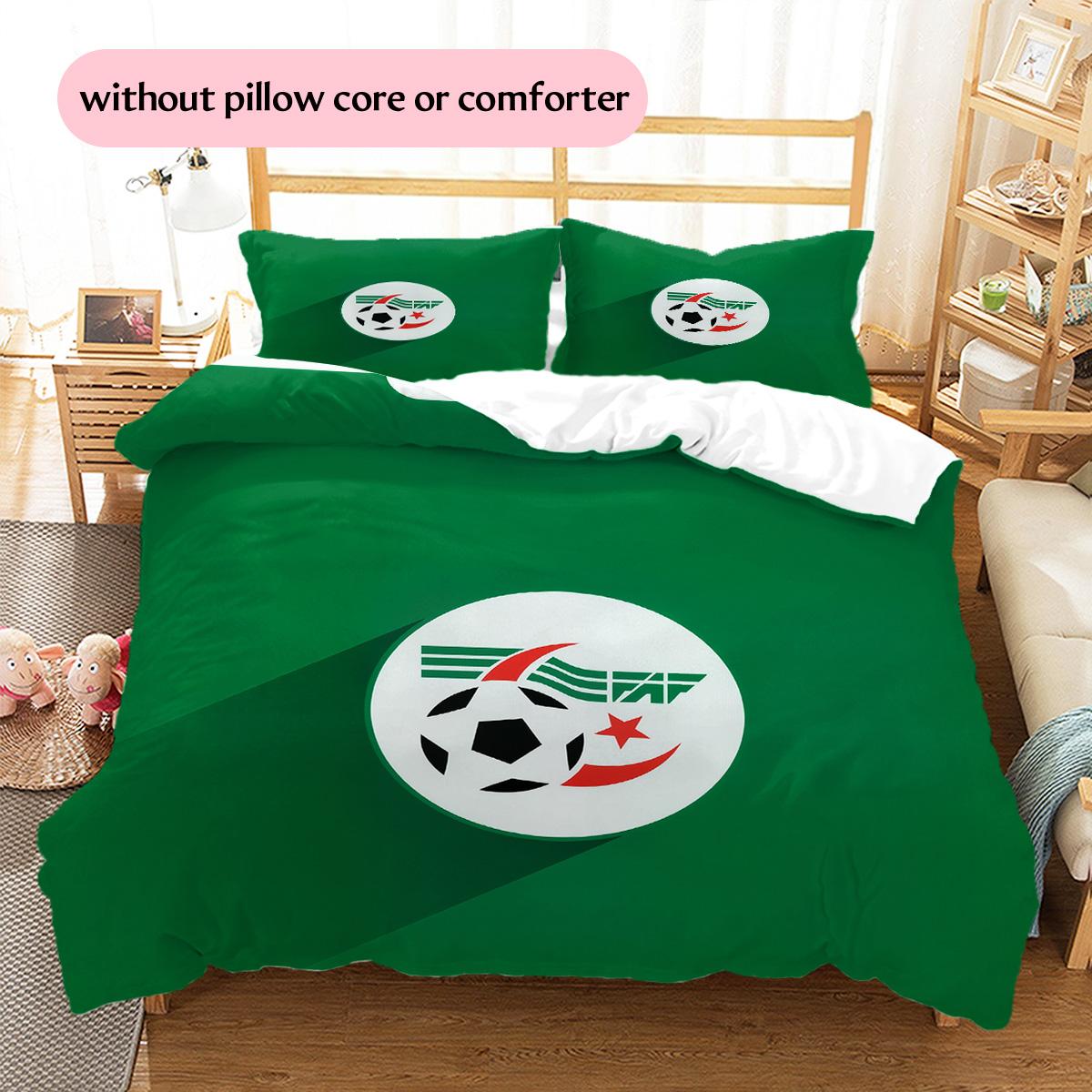 Algeria National Football Team  Pattern Bedding Quilt Set  Home Decoration  Gift (1 * duvet cover + 2 * pillowcase  without core) 135x200cm