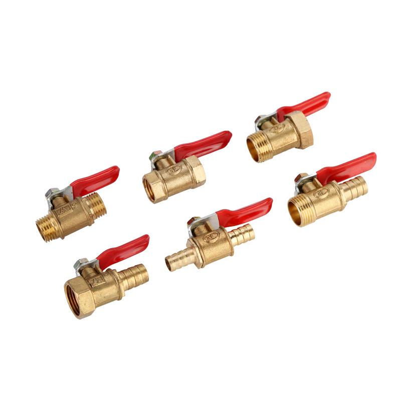 1pcBrass Ball Valve 4-12mm Hose Barb 1/8''1/2''1/4'' Male Thread, Female Thread Joint, Straight Joint, for Water, Oil, Fuel Pipe