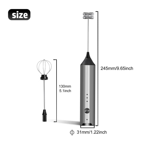 Handheld Milk Frother, Type-C Rechargeable Electric Coffee Frother Mixer, 3-Speed ??Mini Milk Foamer Drink Mixer with 2 Frothers for Coffee, Matcha, F