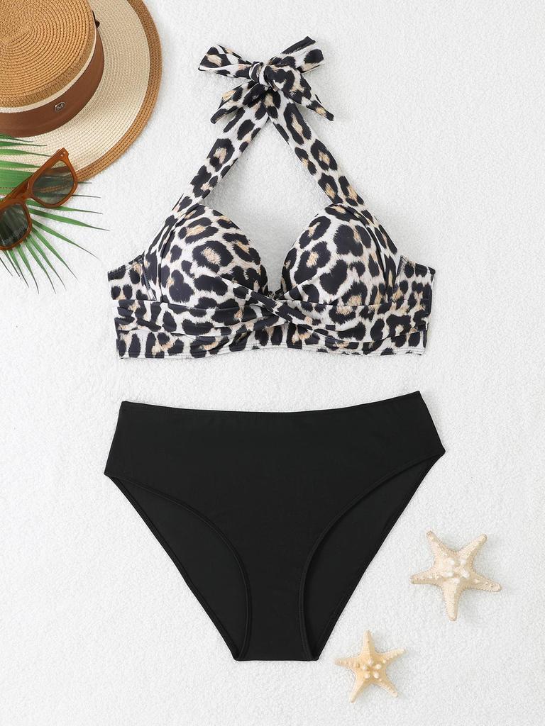 2024 Plus Size High Waist Bikini with Hard Cups - European & American Sexy Style