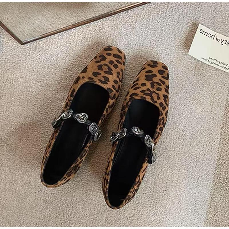 French Rhinestone One-strap Flat Shallow Opening Mary Jane Single Shoe 2025 New Style Small Square Toe Low-heeled Ballet Shoe