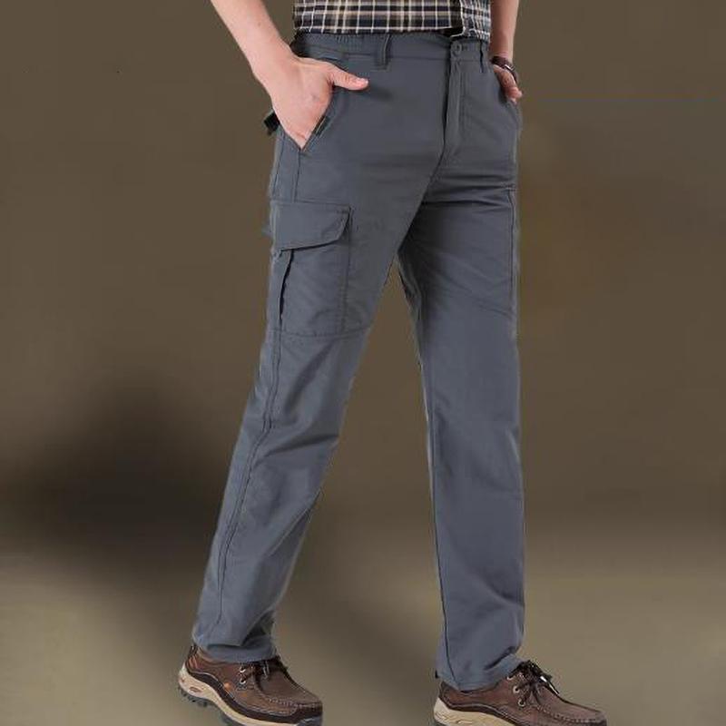 Outdoor Work Pants Men Winter Casual Cargo Trousers Waterproof Fleece Lined Pant Elastic Hiking Traveling Workwear