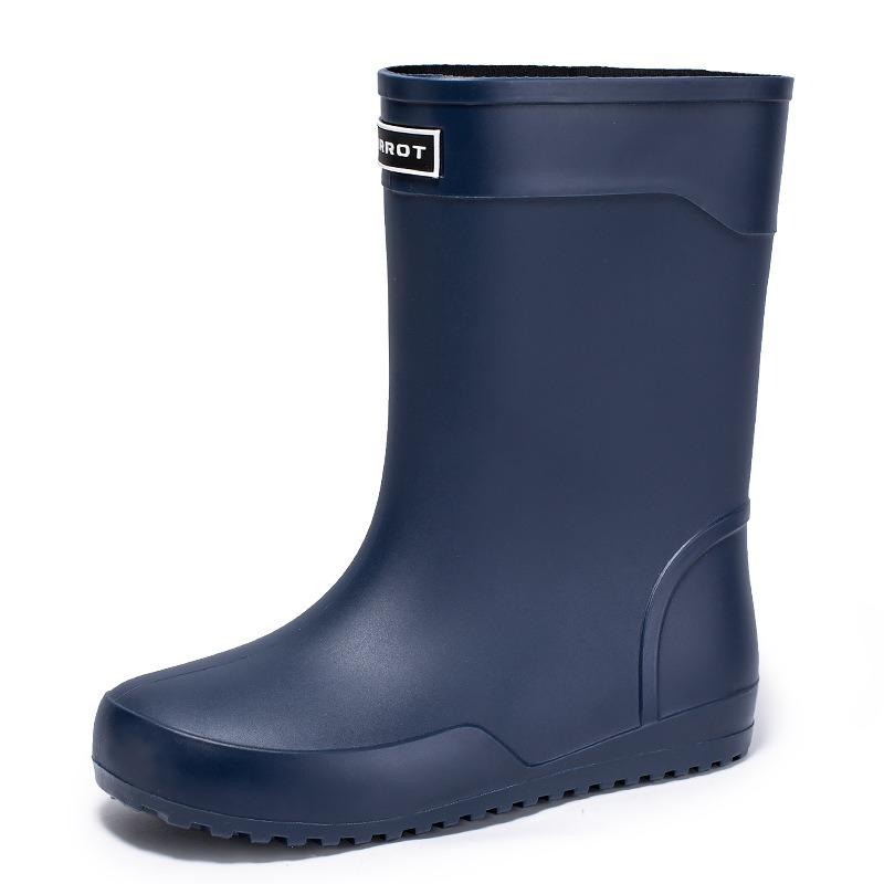 High-grade Medium Tube Flat-soled Rain Shoes Men's Water Shoes Waterproof Elastic Bundle Fixed Cotton Lint Rain Boots Waterproof Rubber Shoes