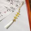 Four-Leaf Clover White Shell Fan Charm: Ancient-Style Phone Chain, Bag Pendant & Lanyard for Shoes, Clothing, and Phone Cases